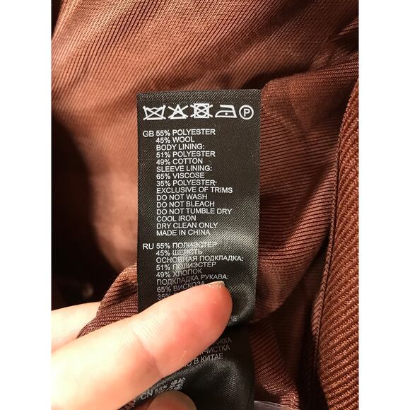 Reiss Finley Double Breasted Textured Twill Rust Brown Blazer Womens Office Work - Picture 14 of 15